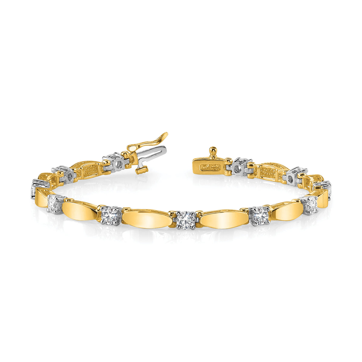 14k Two-tone 3mm Bar Link Tennis Bracelet Mounting-X2361