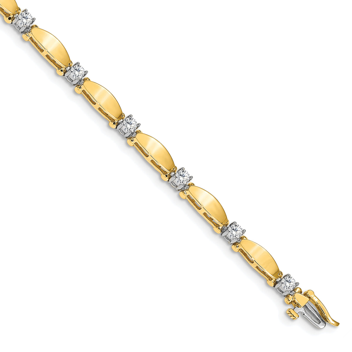 14k Two-tone 3mm Bar Link Tennis Bracelet Mounting-X2361