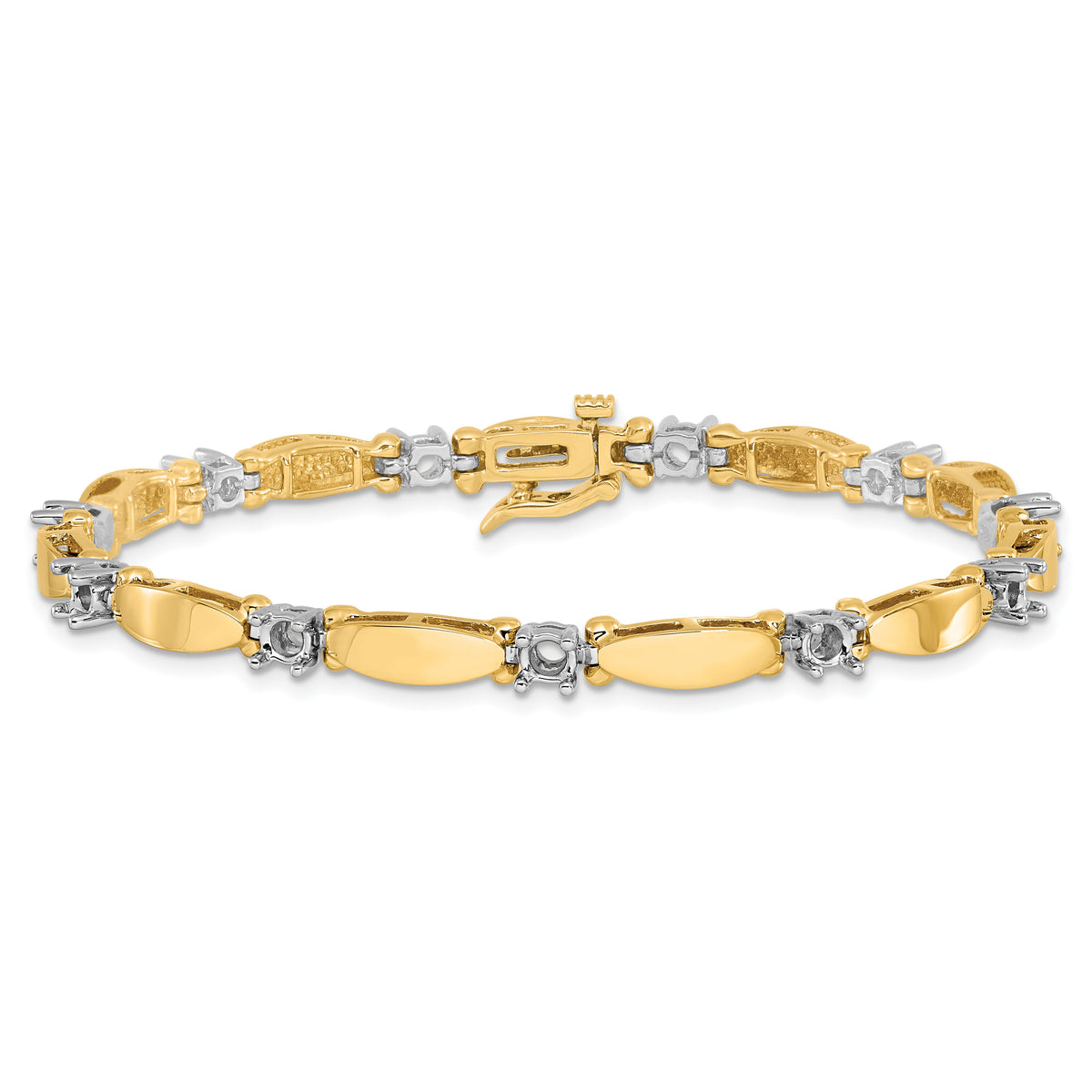 14k Two-tone 3.5mm Bar Link Tennis Bracelet Mounting-X2362
