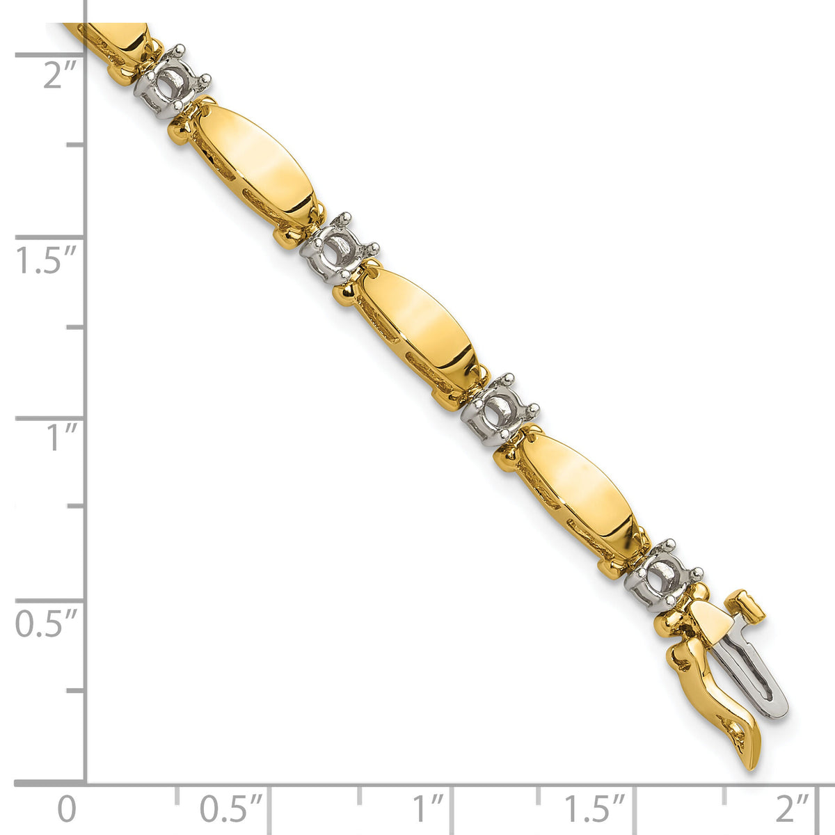 14k Two-tone 3.5mm Bar Link Tennis Bracelet Mounting-X2362