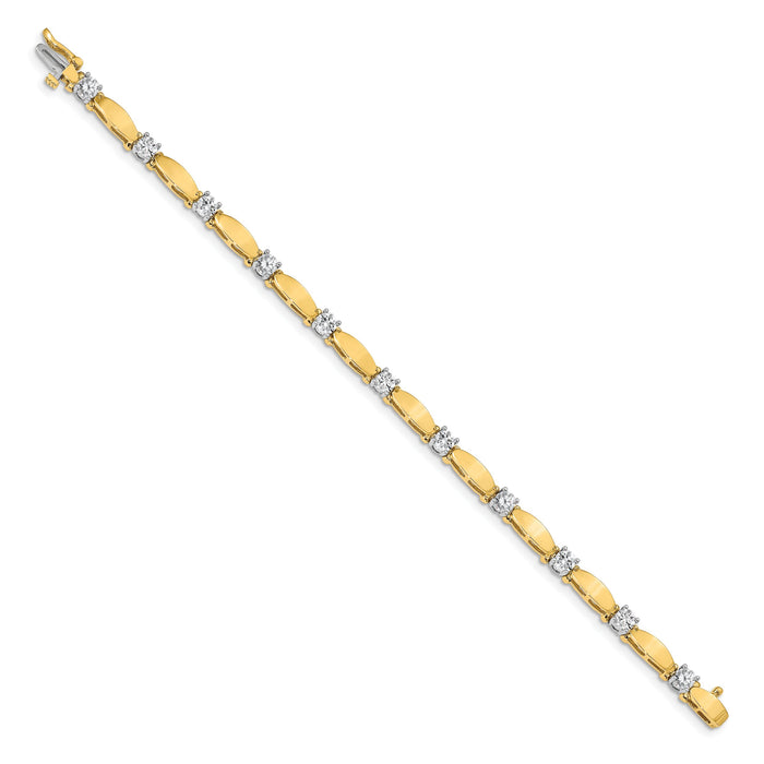 14k Two-tone 4mm Bar Link Tennis Bracelet Mounting-X2363