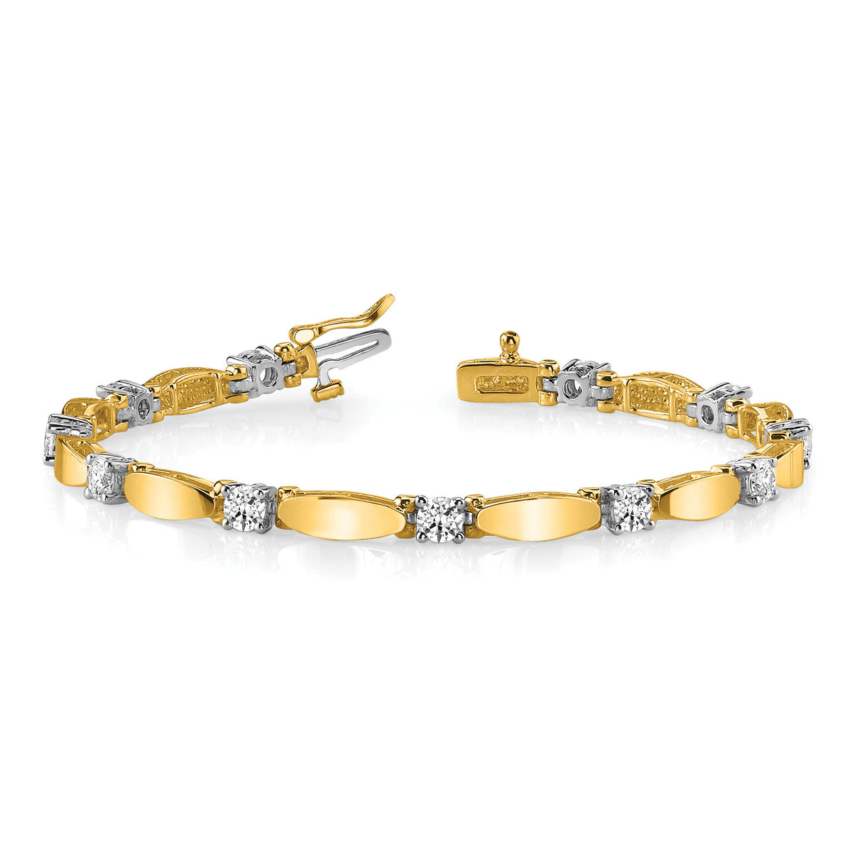 14k Two-tone 4mm Bar Link Tennis Bracelet Mounting-X2363