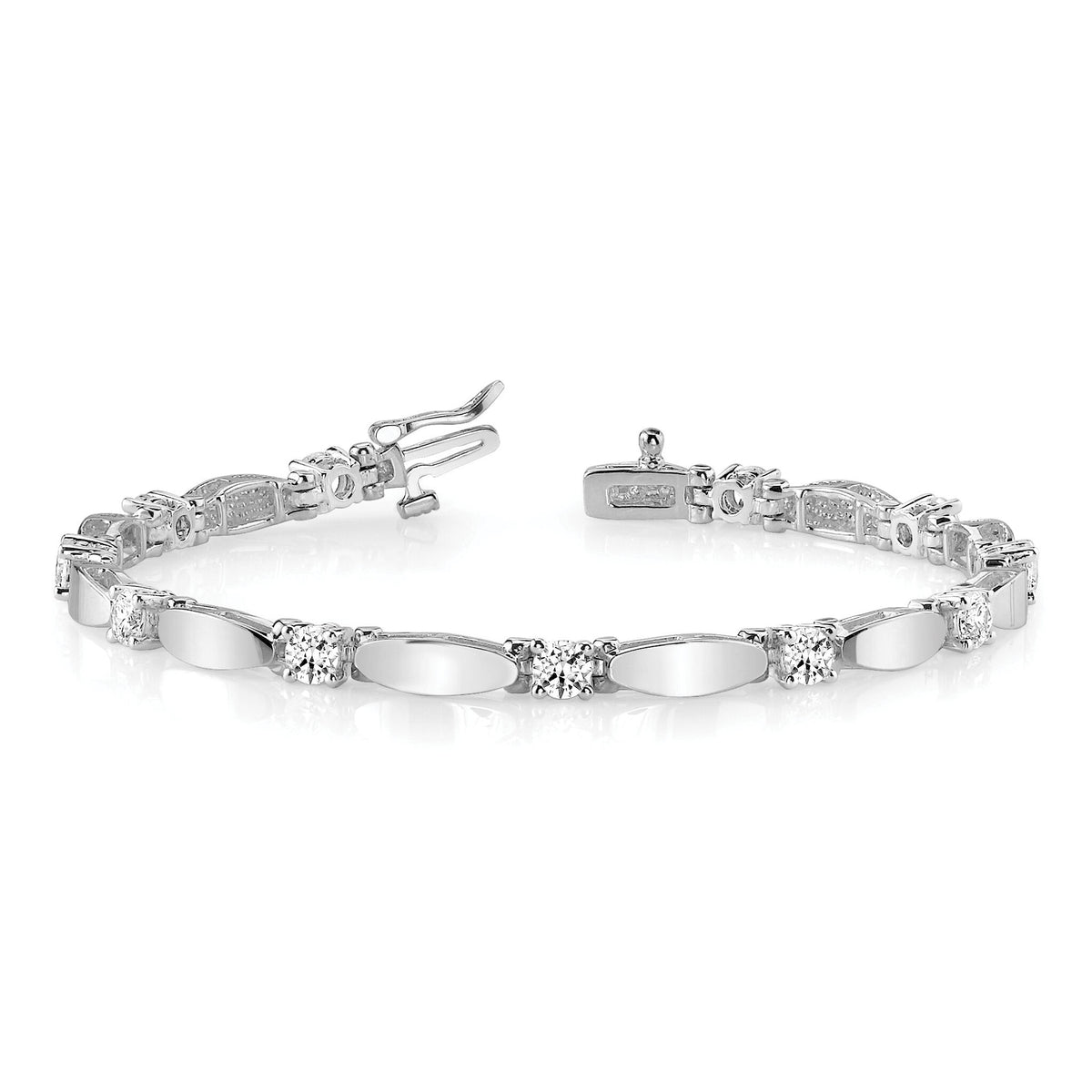 14k White Gold 4mm Bar Link Tennis Bracelet Mounting-X2363W