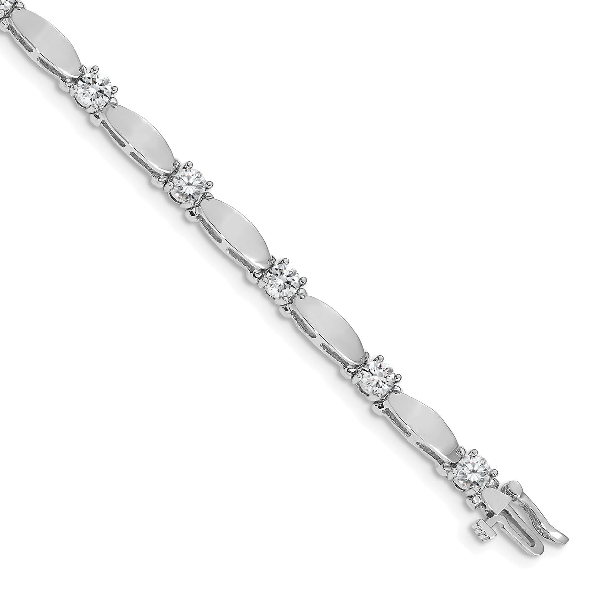 14k White Gold 4mm Bar Link Tennis Bracelet Mounting-X2363W