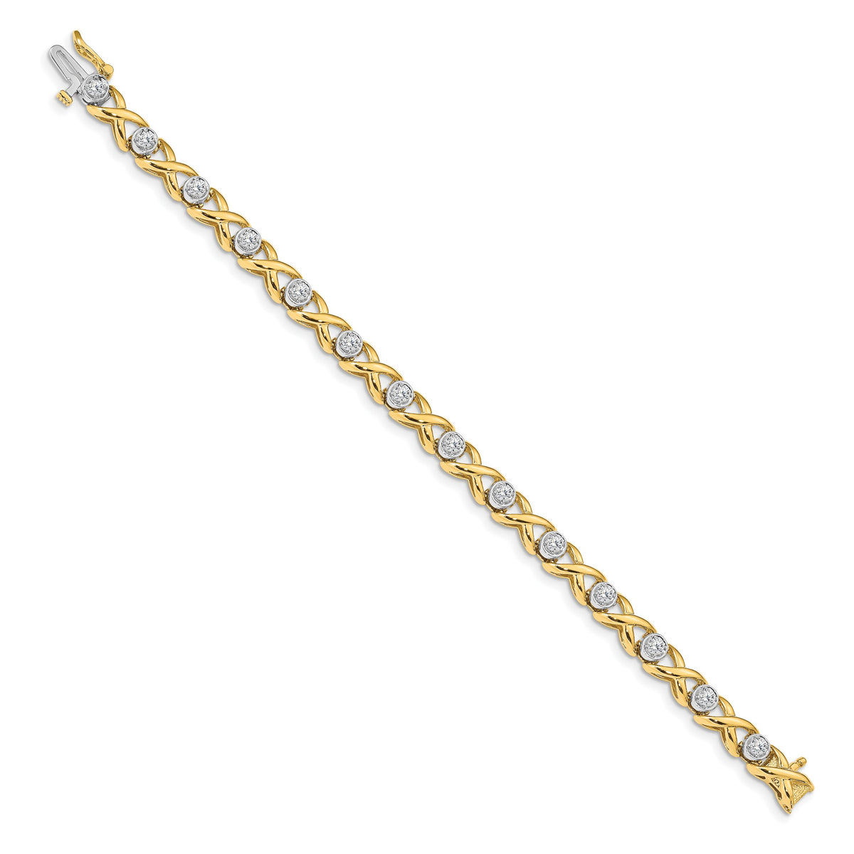 14k Two-tone 2.6mm Diamond Tennis Bracelet Mounting-X2365