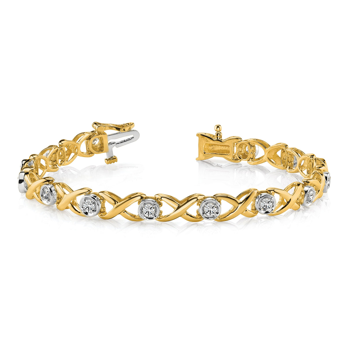 14k Two-tone 2.6mm Diamond Tennis Bracelet Mounting-X2365