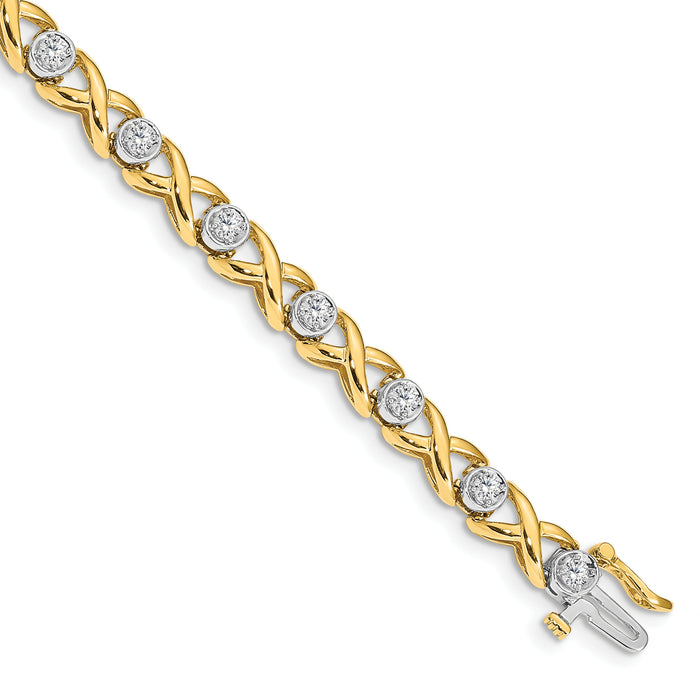 14k Two-tone 2.6mm Diamond Tennis Bracelet Mounting-X2365