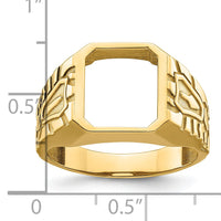 14k Men's Polished and Grooved Masonic Ring Mounting-X27B
