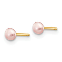 14k 3-4mm Pink Button FW Cultured Pearl Stud Post Earrings-X30BPI