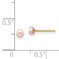 14k 3-4mm Pink Button FW Cultured Pearl Stud Post Earrings-X30BPI