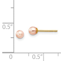14k 3-4mm Pink Round Freshwater Cultured Pearl Stud Post Earrings-X30PPI