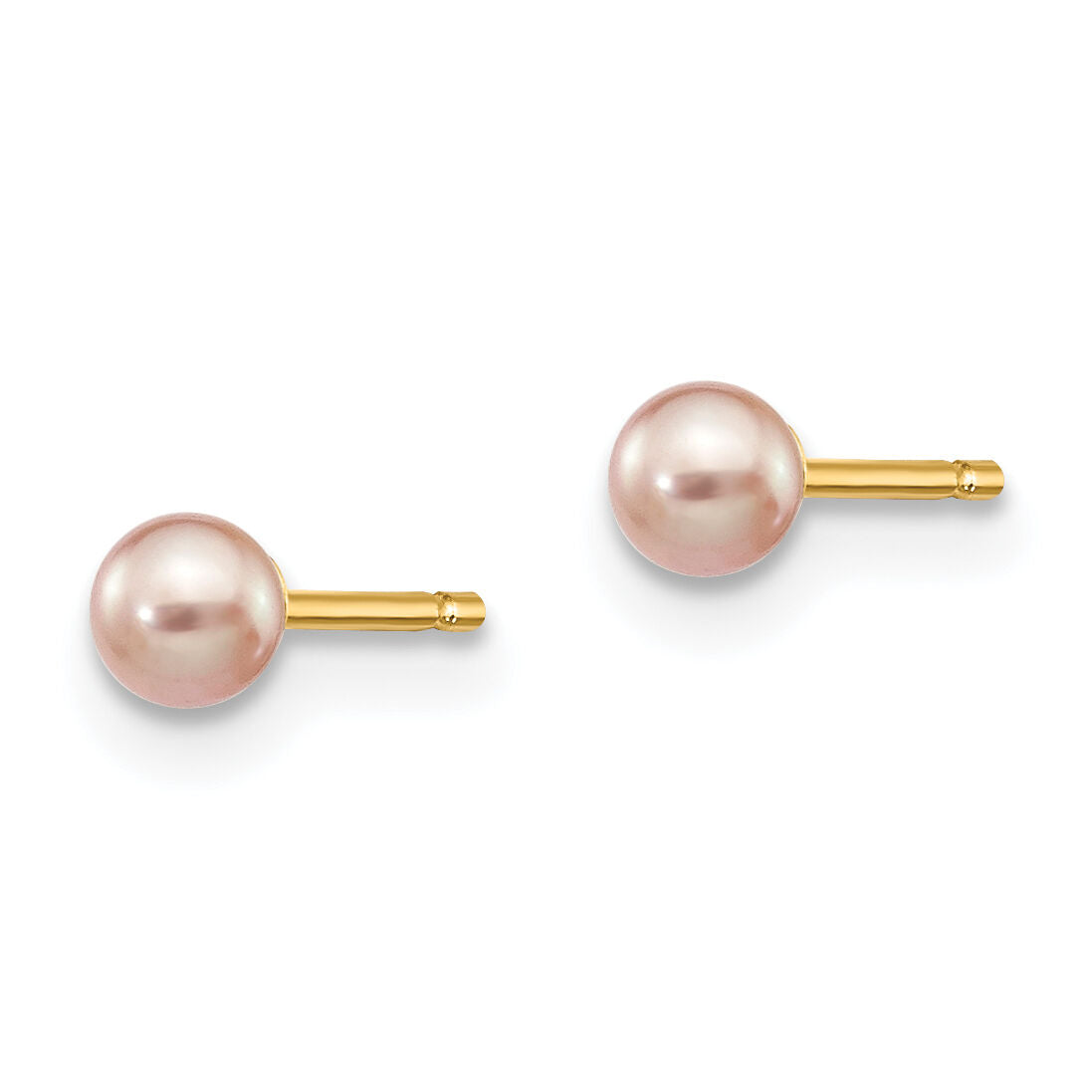 14k 3-4mm Purple Round Freshwater Cultured Pearl Stud Post Earrings-X30PPU