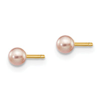 14k 3-4mm Purple Round Freshwater Cultured Pearl Stud Post Earrings-X30PPU