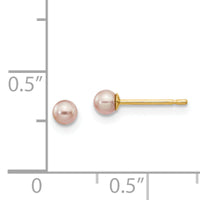 14k 3-4mm Purple Round Freshwater Cultured Pearl Stud Post Earrings-X30PPU