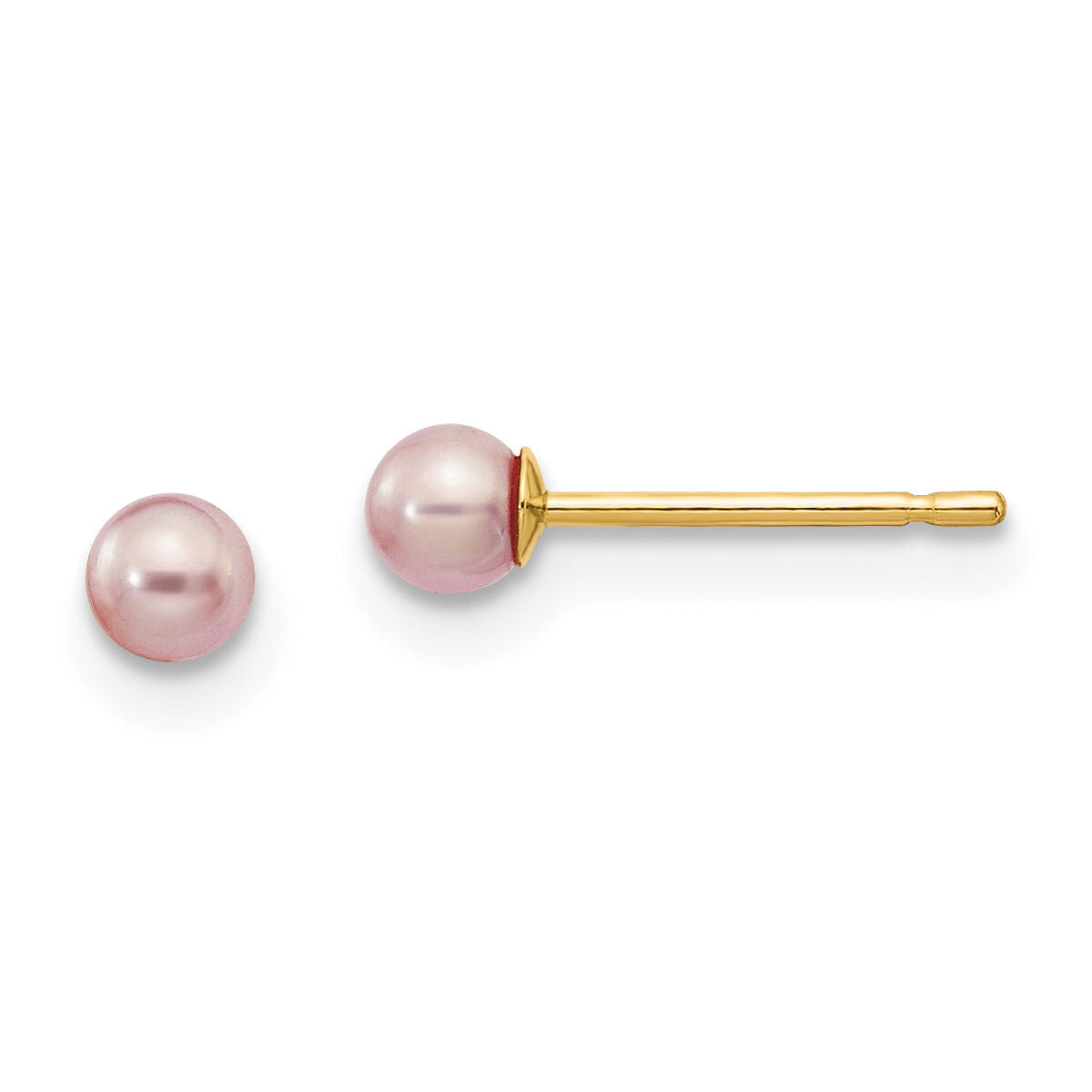 14k 3-4mm Purple Round Freshwater Cultured Pearl Stud Post Earrings-X30PPU