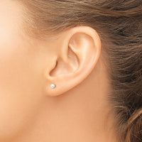 14k 3-4mm White Round Freshwater Cultured Pearl Stud Post Earrings-X30PW
