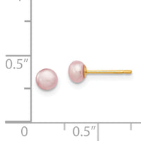 14K 4-5mm Purple Freshwater Cultured Button Pearl Stud Post Earrings-X40BPU