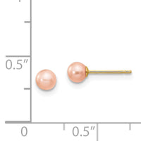 14k 4-5mm Pink Round Freshwater Cultured Pearl Stud Post Earrings-X40PPI