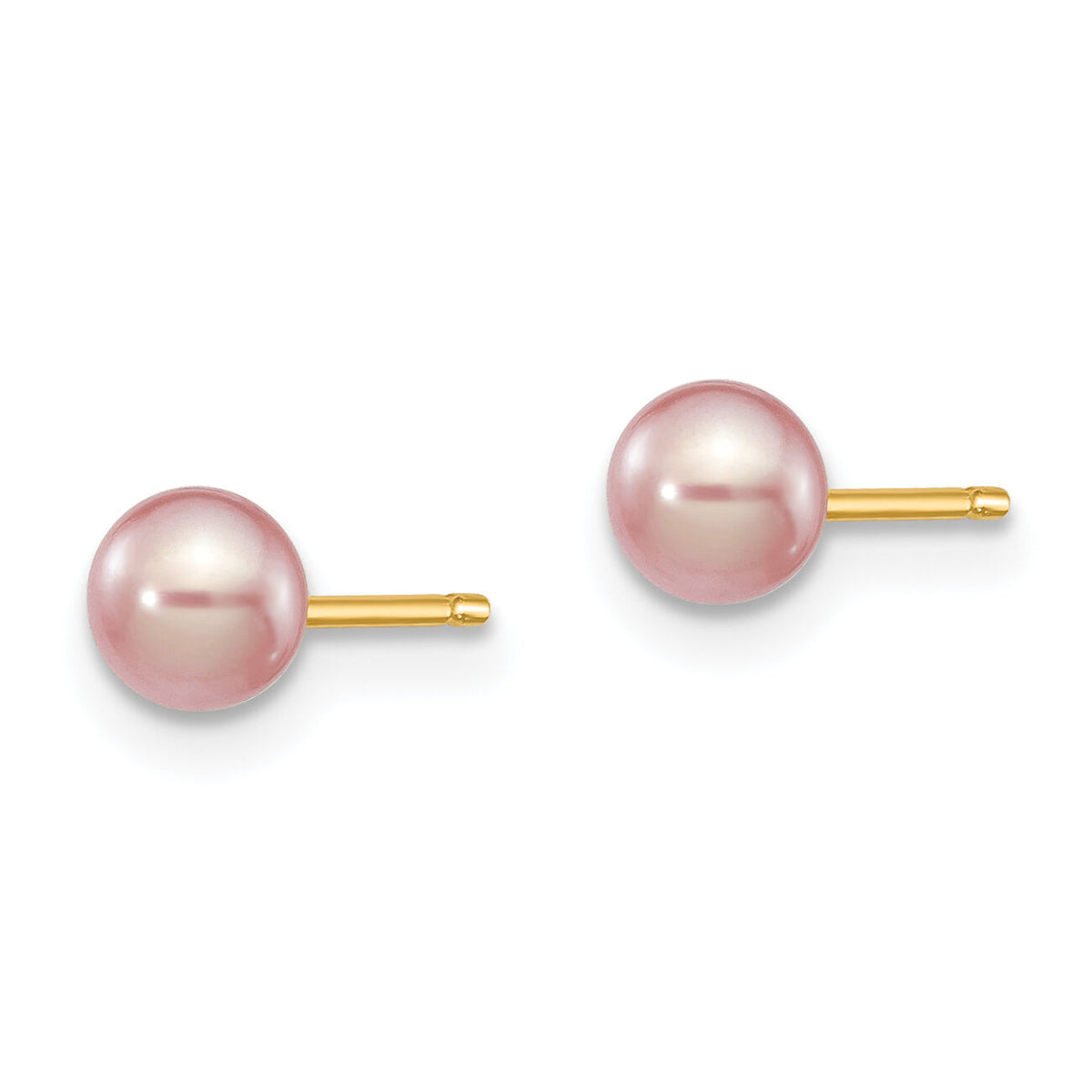 14k 4-5mm Purple Round Freshwater Cultured Pearl Stud Post Earrings-X40PPU