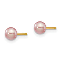 14k 4-5mm Purple Round Freshwater Cultured Pearl Stud Post Earrings-X40PPU