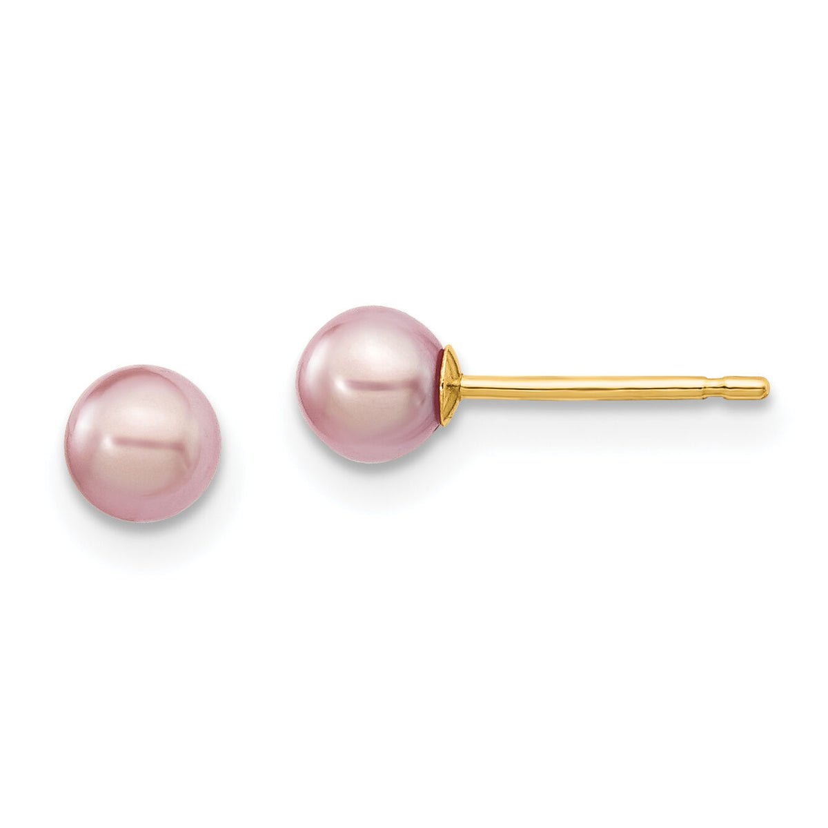 14k 4-5mm Purple Round Freshwater Cultured Pearl Stud Post Earrings-X40PPU