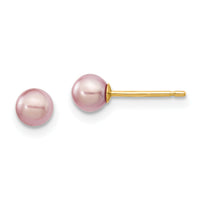 14k 4-5mm Purple Round Freshwater Cultured Pearl Stud Post Earrings-X40PPU