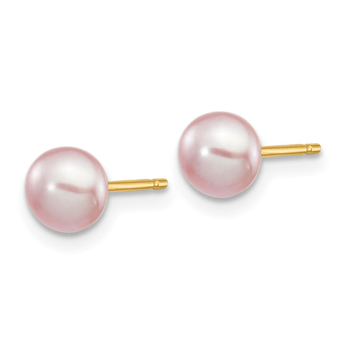 14k 5-6mm Purple Button Freshwater Cultured Pearl Stud Post Earrings-X50BPU