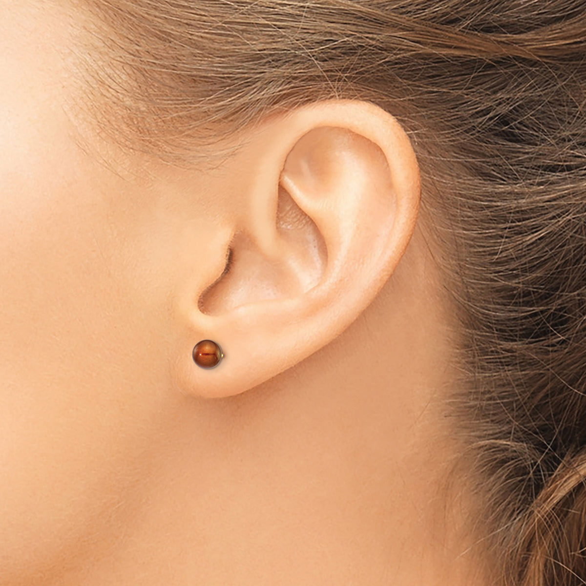14k 5-6mm Brown Round Freshwater Cultured Pearl Stud Post Earrings-X50PC