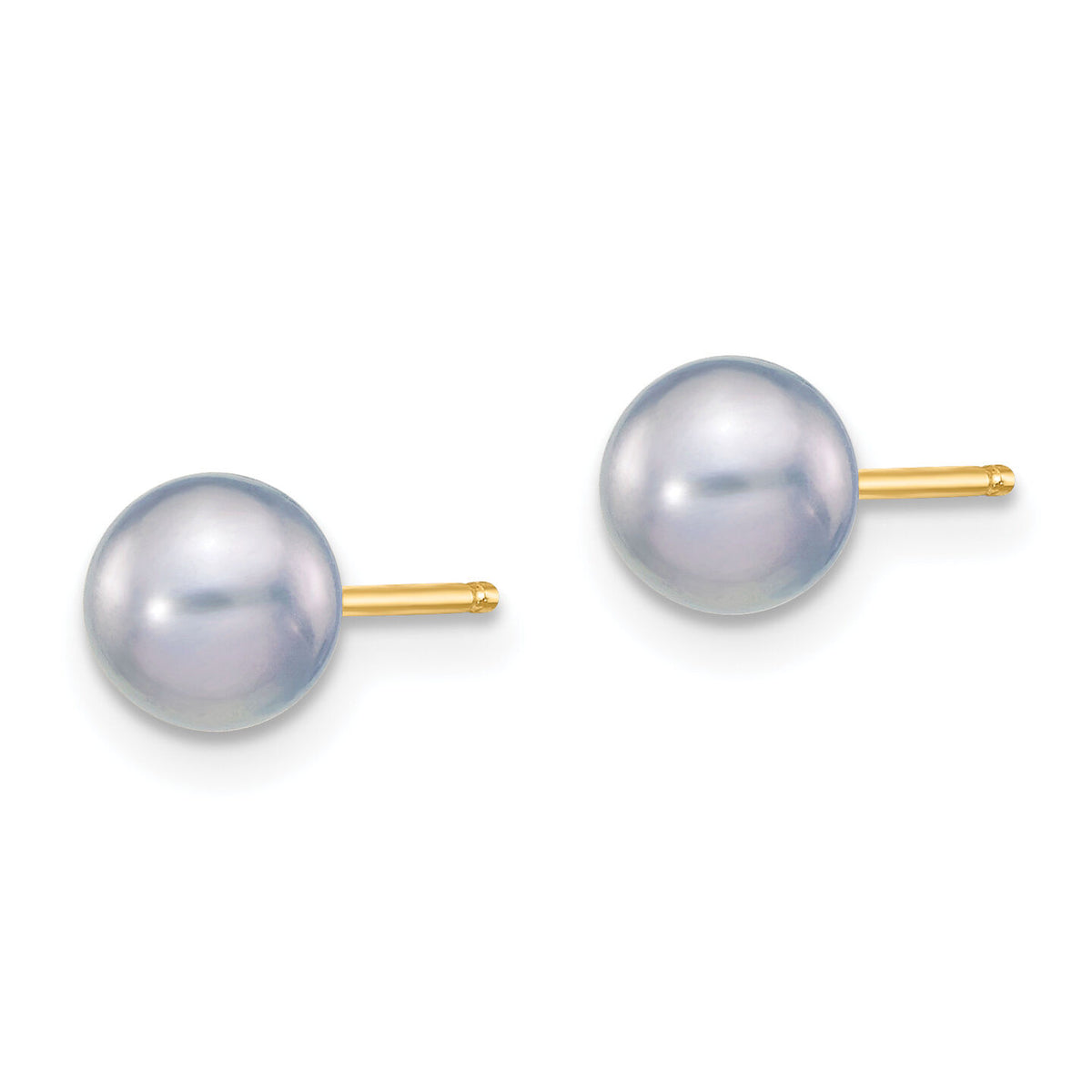 14k 5-6mm Grey Round Freshwater Cultured Pearl Stud Post Earrings-X50PG