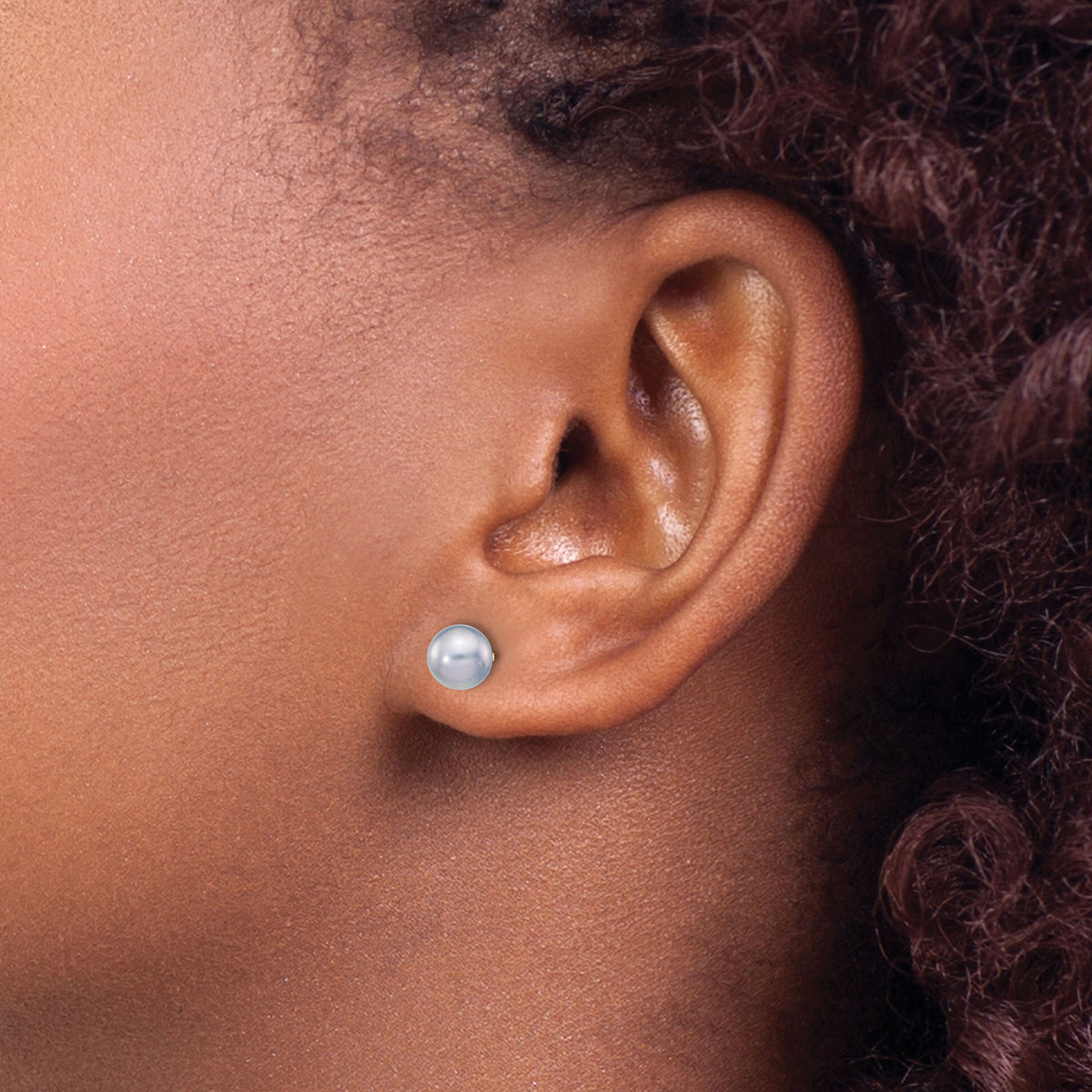 14k 5-6mm Grey Round Freshwater Cultured Pearl Stud Post Earrings-X50PG