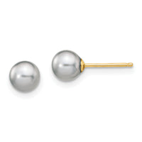 14k 5-6mm Grey Round Freshwater Cultured Pearl Stud Post Earrings-X50PG