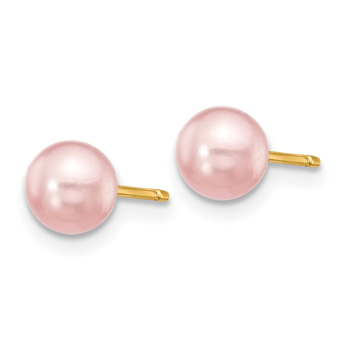 14k 5-6mm Purple Round Freshwater Cultured Pearl Stud Post Earrings-X50PPU