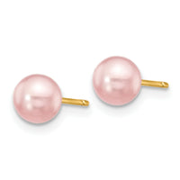 14k 5-6mm Purple Round Freshwater Cultured Pearl Stud Post Earrings-X50PPU