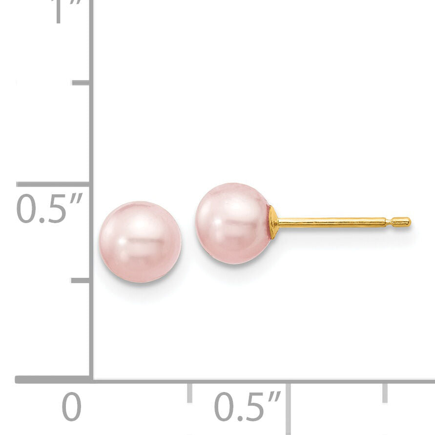 14k 5-6mm Purple Round Freshwater Cultured Pearl Stud Post Earrings-X50PPU