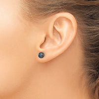 14k 6-7mm Black Button FW Cultured Pearl Stud Post Earrings-X60BB