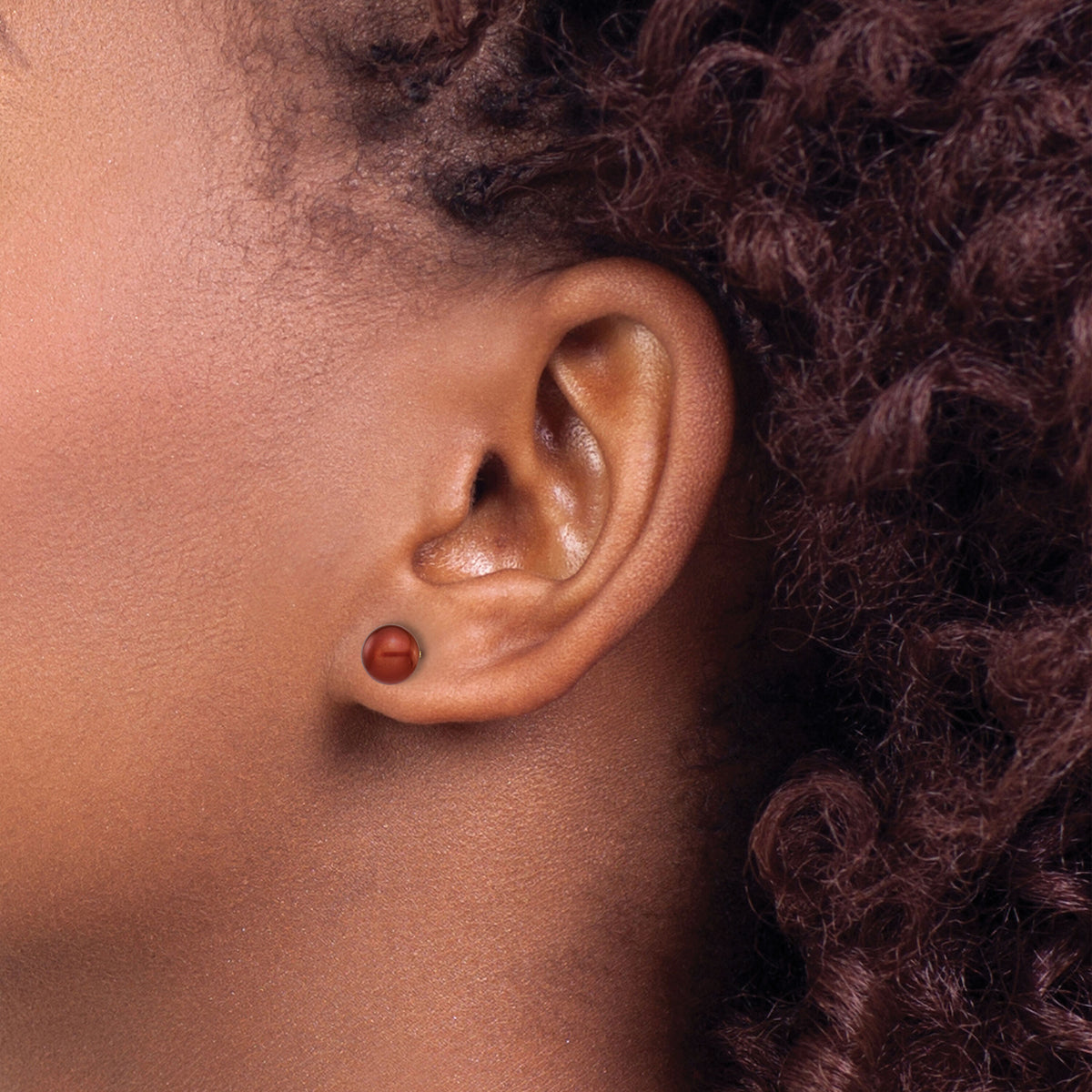14k 6-7mm Brown Button Freshwater Cultured Pearl Stud Post Earrings-X60BC