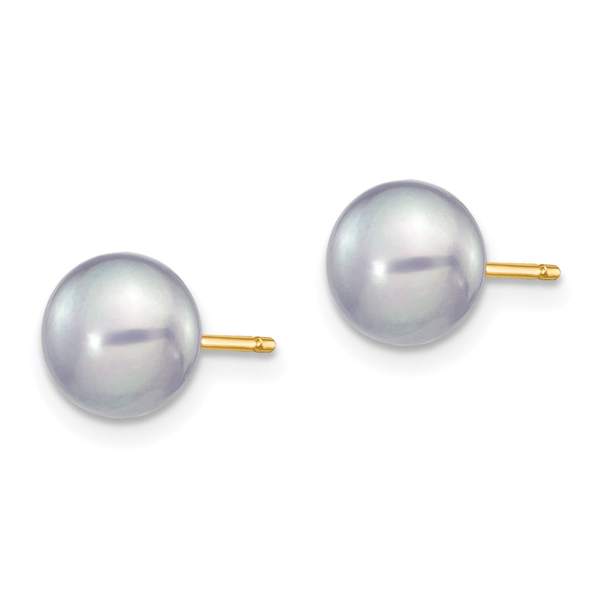 14k 6-7mm Grey Button FW Cultured Pearl Stud Post Earrings-X60BG