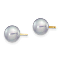 14k 6-7mm Grey Button FW Cultured Pearl Stud Post Earrings-X60BG