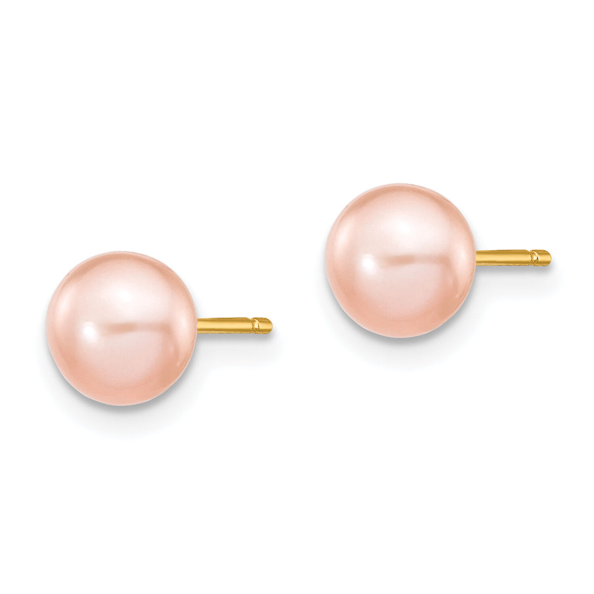 14k 6-7mm Pink Button FW Cultured Pearl Stud Post Earrings-X60BPI