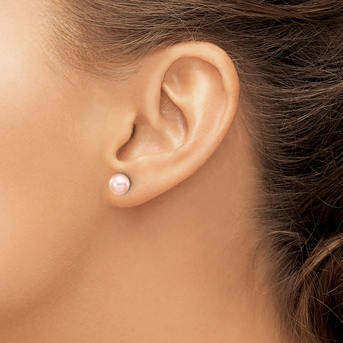 14k 6-7mm Pink Button FW Cultured Pearl Stud Post Earrings-X60BPI