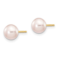 14k 6-7mm Purple Button Freshwater Cultured Pearl Stud Post Earrings-X60BPU