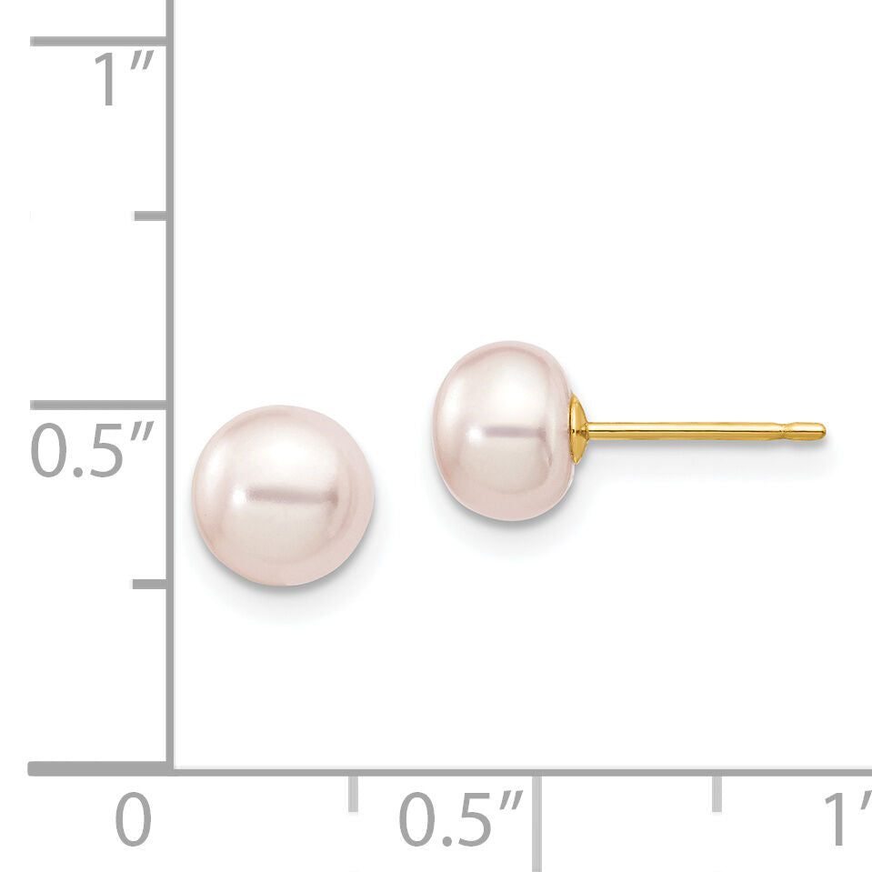 14k 6-7mm Purple Button Freshwater Cultured Pearl Stud Post Earrings-X60BPU