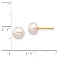 14k 6-7mm Purple Button Freshwater Cultured Pearl Stud Post Earrings-X60BPU