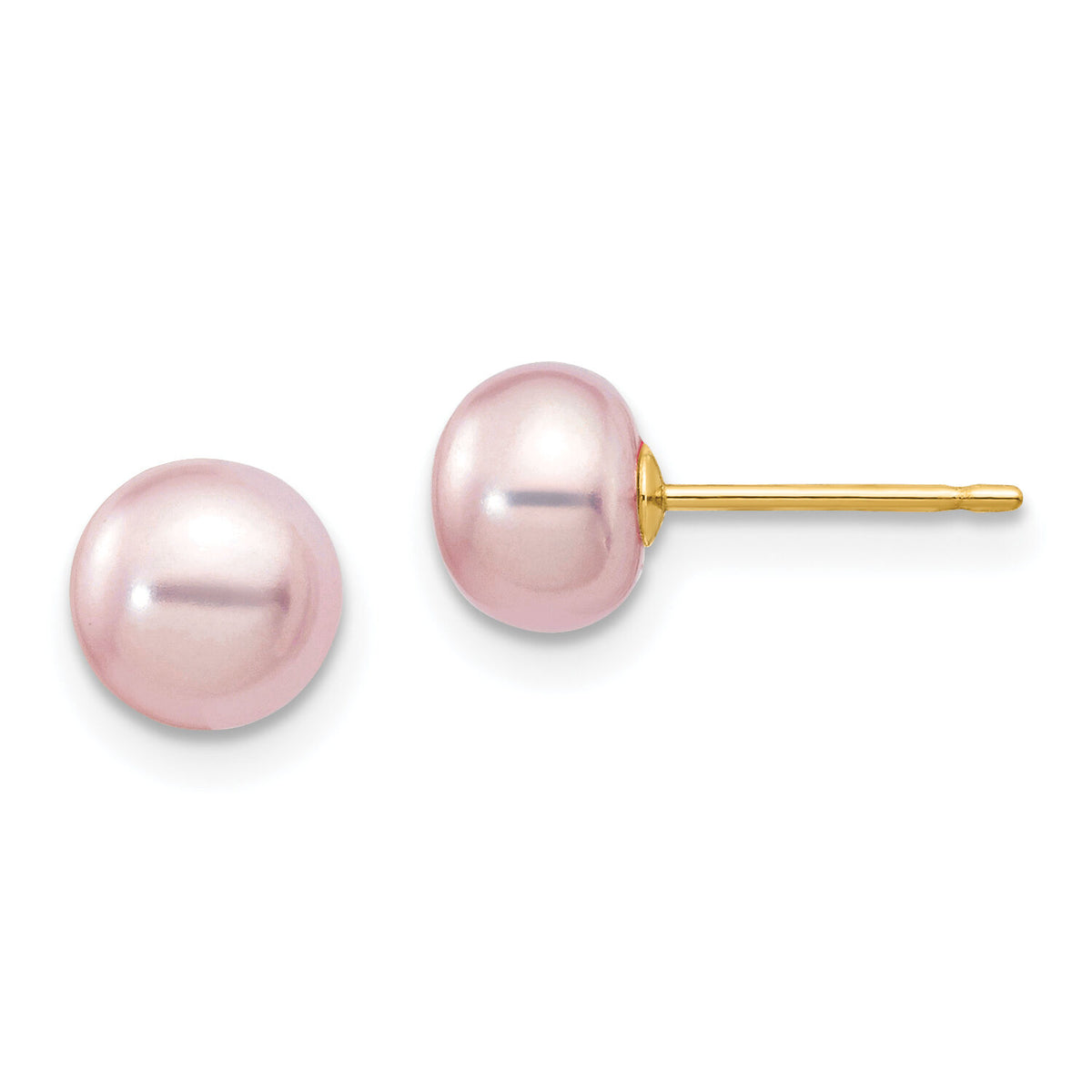 14k 6-7mm Purple Button Freshwater Cultured Pearl Stud Post Earrings-X60BPU