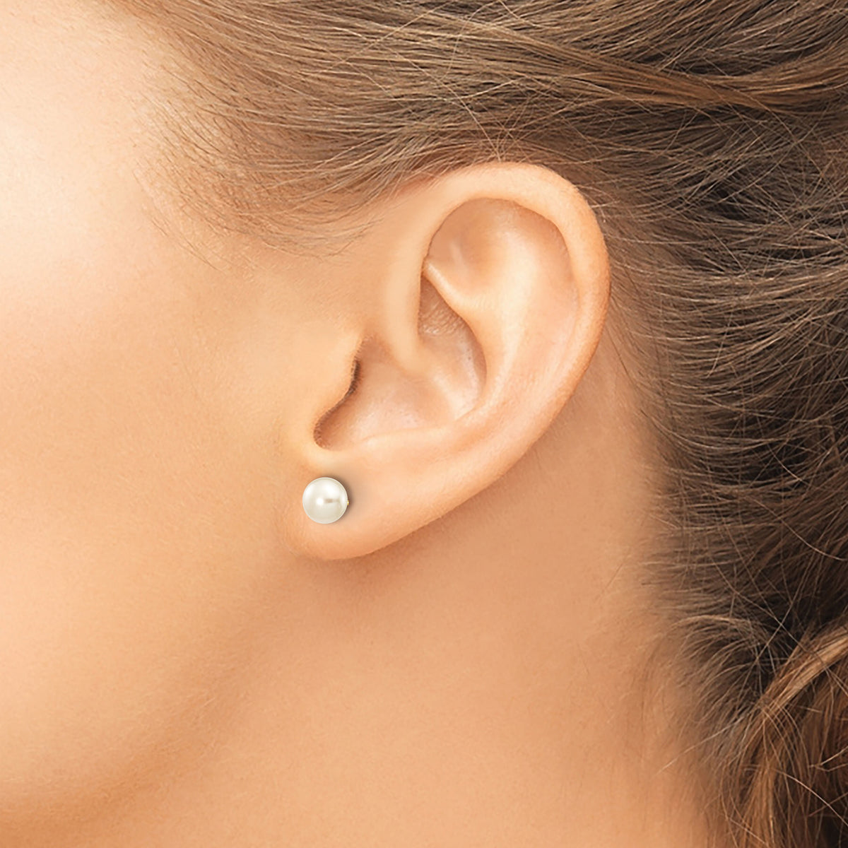 14k 6-7mm White Button Freshwater Cultured Pearl Stud Post Earrings-X60BW