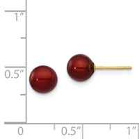 14k 6-7mm Brown Round Freshwater Cultured Pearl Stud Post Earrings-X60PC