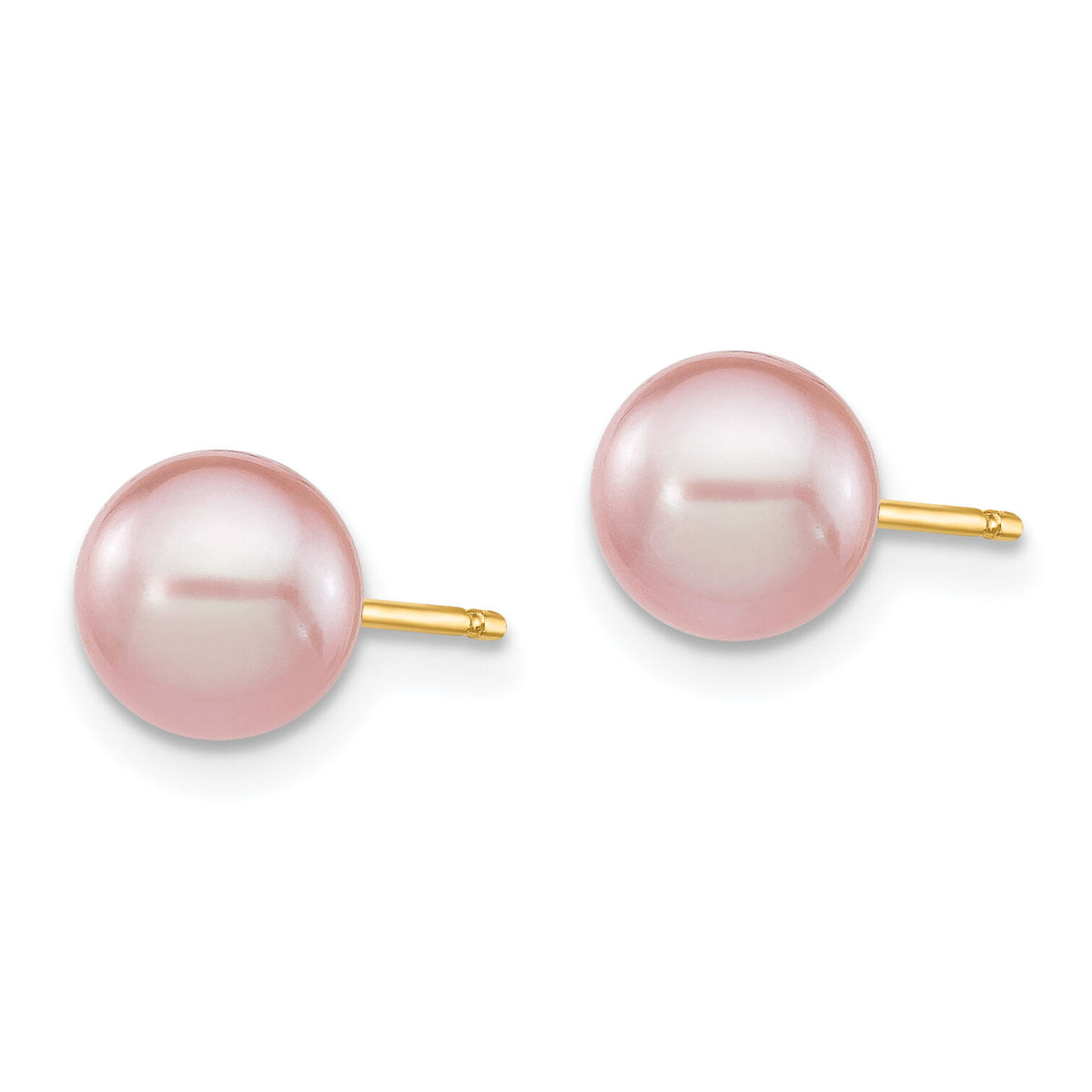 14k 6-7mm Purple Round Freshwater Cultured Pearl Stud Post Earrings-X60PPU