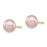 14k 6-7mm Purple Round Freshwater Cultured Pearl Stud Post Earrings-X60PPU