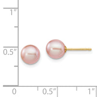 14k 6-7mm Purple Round Freshwater Cultured Pearl Stud Post Earrings-X60PPU