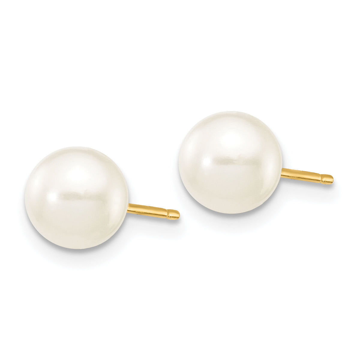 14k 6-7mm White Round Freshwater Cultured Pearl Stud Post Earrings-X60PW